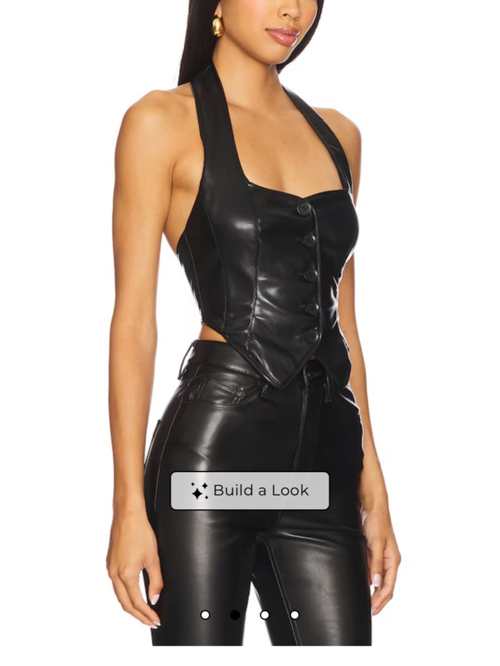 WeWoreWhat Black Faux Leather Halter Corset Camisole